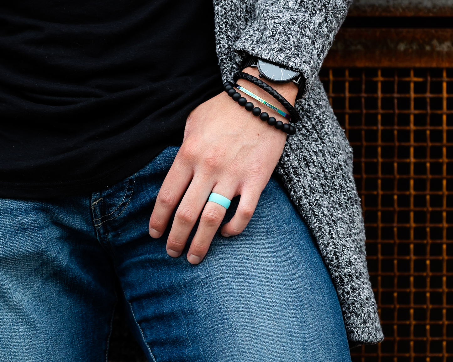 TURQUOISE SILICONE RING