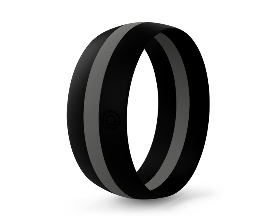 BLACK WITH GRAY STRIPE SILICONE RING
