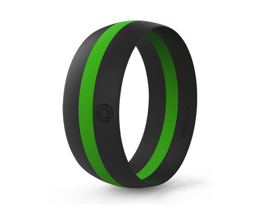 BLACK WITH LIME STRIPE SILICONE RING