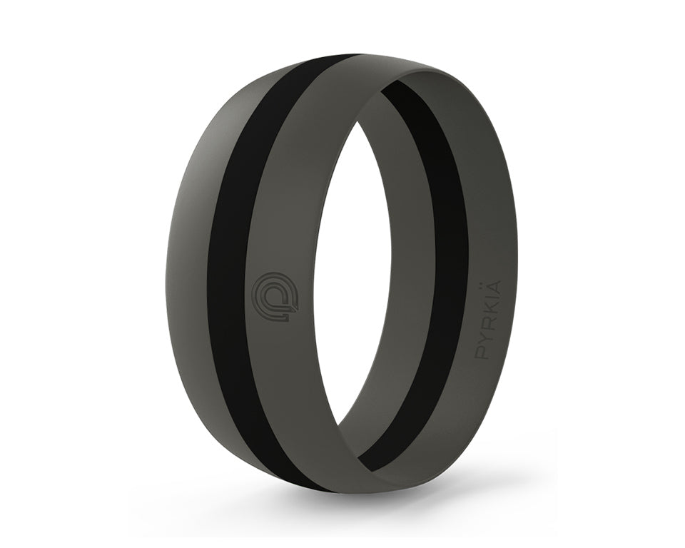 GRAY WITH BLACK STRIPE SILICONE RING