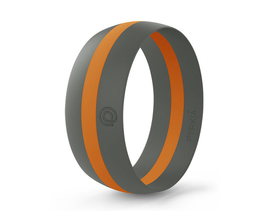 GRAY WITH ORANGE STRIPE SILICONE RING