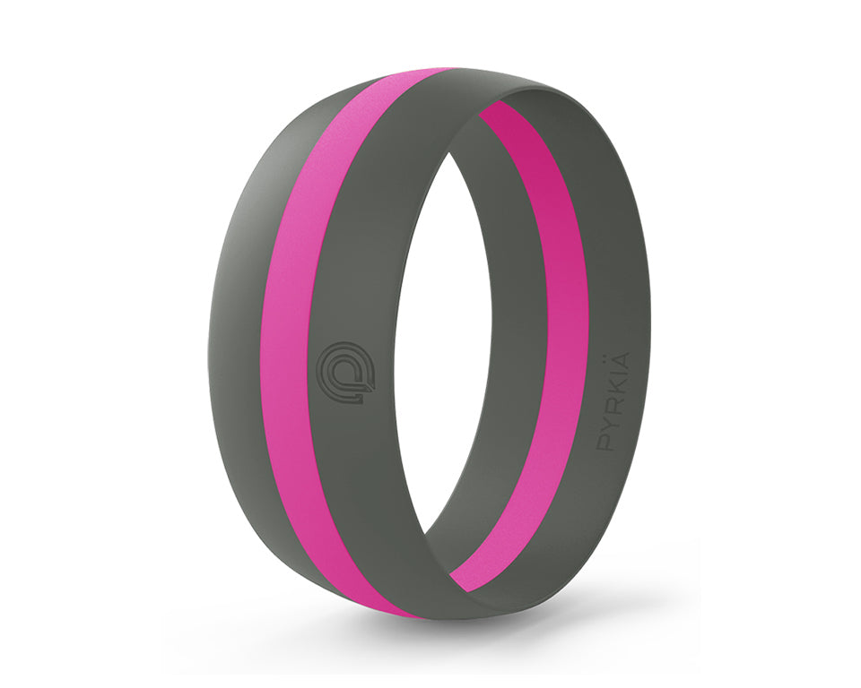 GRAY WITH PINK STRIPE SILICONE RING