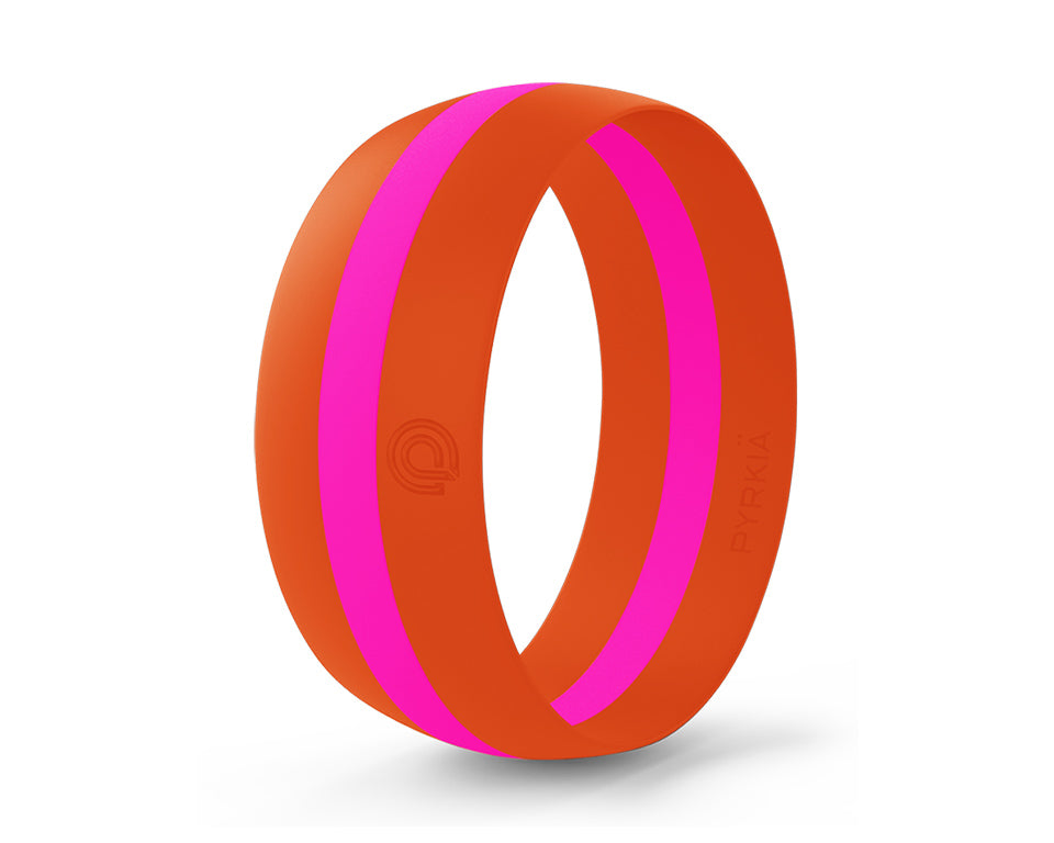 ORANGE WITH PINK STRIPE SILICONE RING