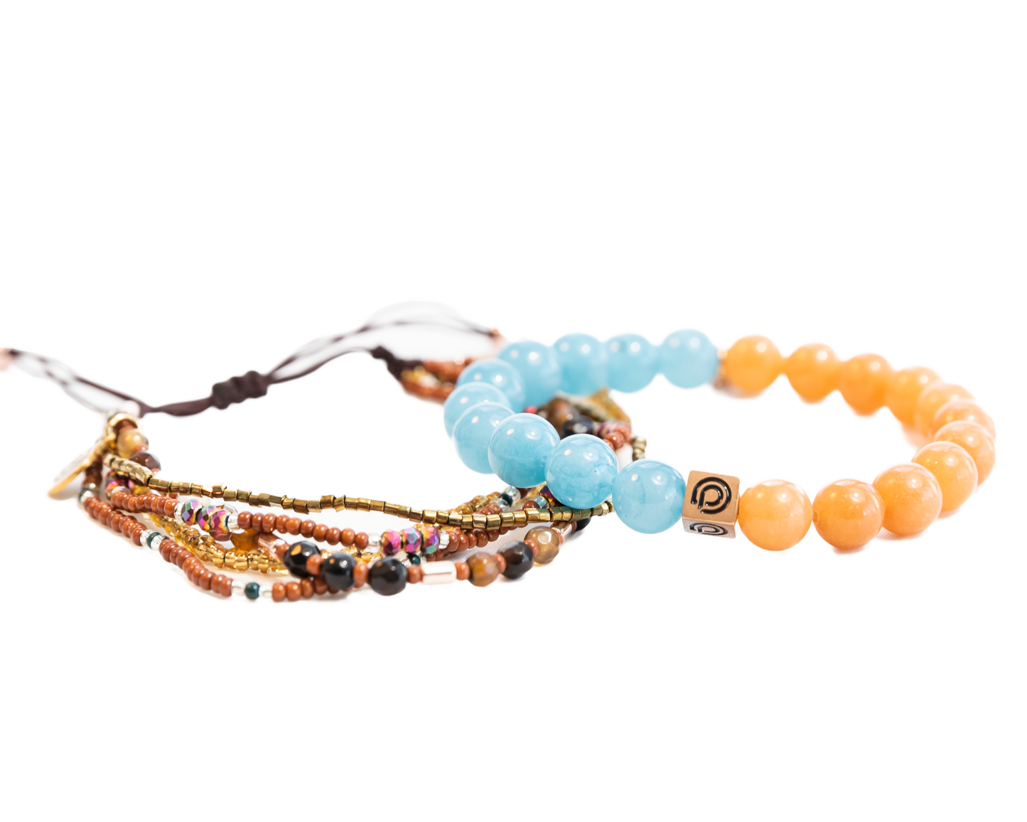 SEASONS BEAD BRACELET (ICE BLUE & PALE BURNT ORANGE)