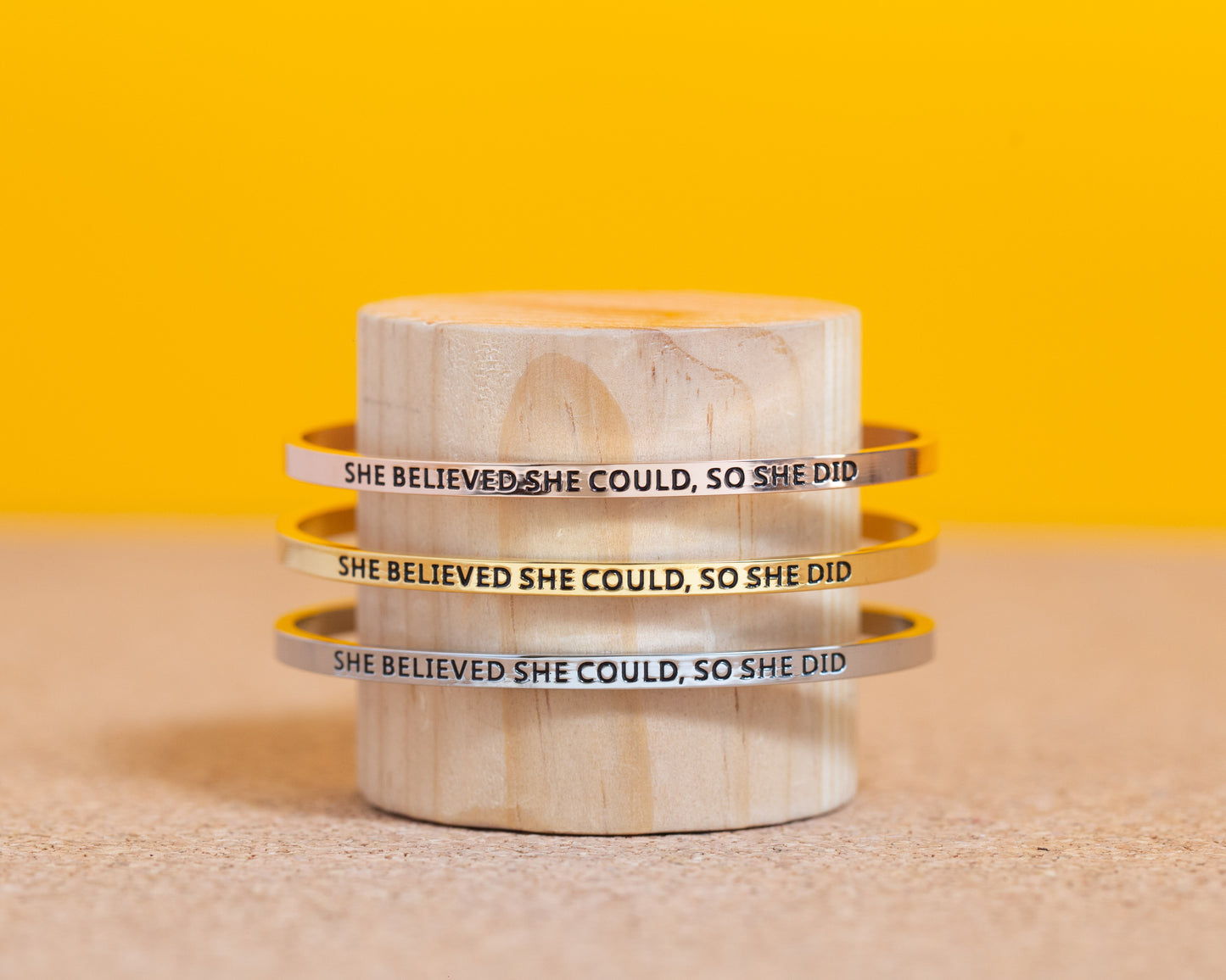 SKINNY CUFF - "SHE BELIEVED SHE COULD, SO SHE DID"