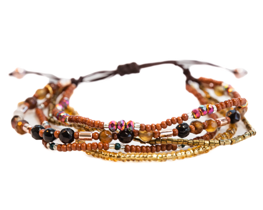 EARTH MULTI-STRAND SEED BEAD BRACELET/ANKLET