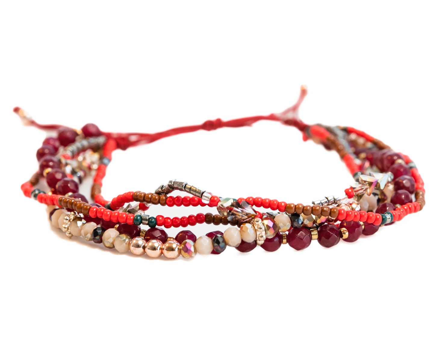 FIRE MULTI-STRAND SEED BEAD BRACELET/ANKLET