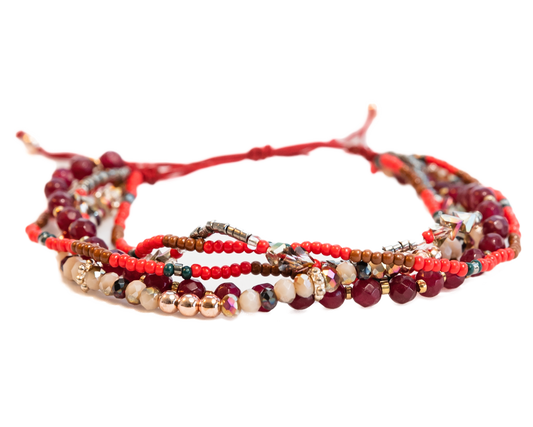 FIRE MULTI-STRAND SEED BEAD BRACELET/ANKLET